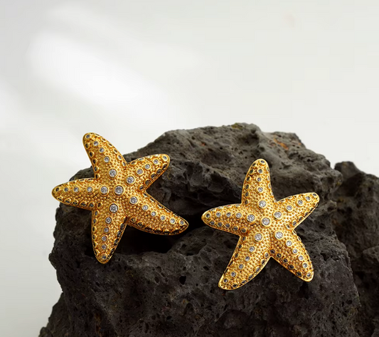 Gold-Silver Starfish Earrings