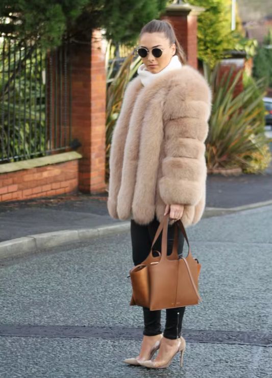 Fox Fur Coat Gloria Cream Long