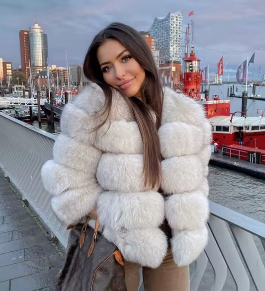 Fox Fur Coat Gloria Cream Short